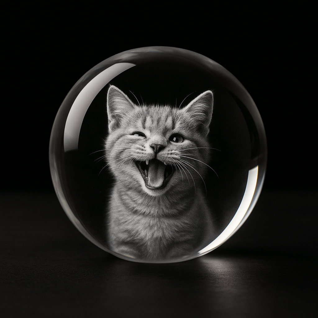 Ricordo eterno del tuo gatto in cristallo 3D