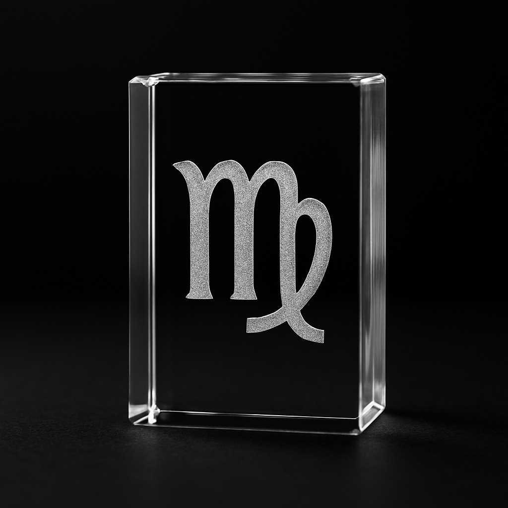 Cristallo Rettangolare 3D con Incisione Zodiacale – Vergine ♍